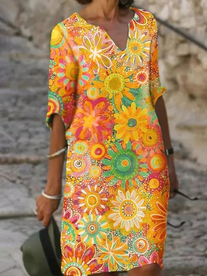 Vestido Mini Mujer Floral Ligero Cuello en V - Mavetta