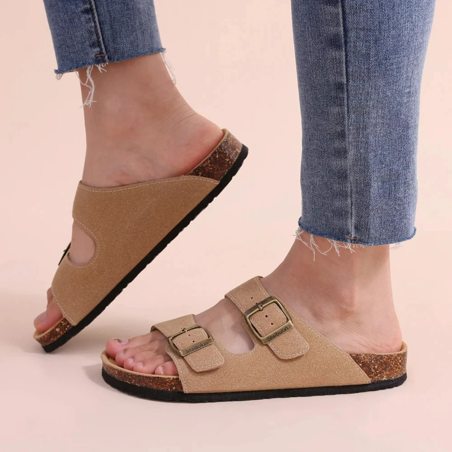 Sandalias Mujer de Verano Piel Abiertas Doble Hebilla