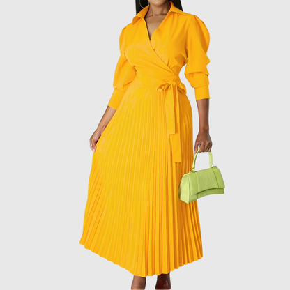 Vestido midi mujer plisado tejido suave