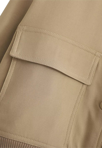 Chaqueta Bomber Mujer Corta Botonadura Simple Bolsillos