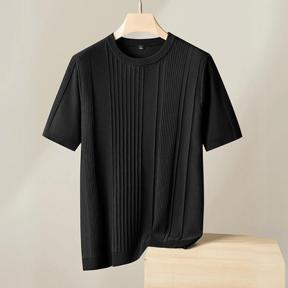Camiseta Hombre de Punto Seda de Hielo Manga Corta Cuello Redondo
