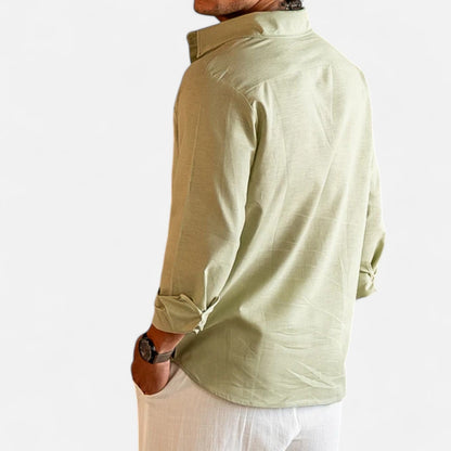 Camisa Hombre de Lino Manga Larga Ajuste Clásico