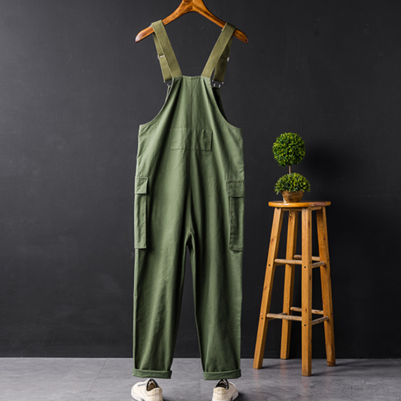 Peto Cargo Hombre Algodón Pernera Recta Estilo Utilitario