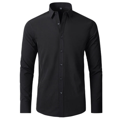 Camisa Hombre Manga Larga Algodón Corte Ajustado Slim