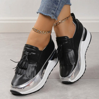 Zapatillas Mujer con Plataforma y Detalles de Flecos