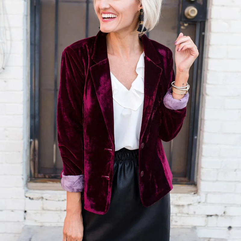 Blazer Mujer de Terciopelo Corte Ajustado Elegante