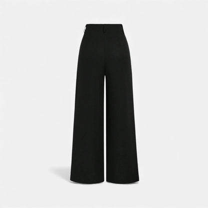 Pantalones Mujer Jacquard Pierna Ancha Cintura Alta Pinzas