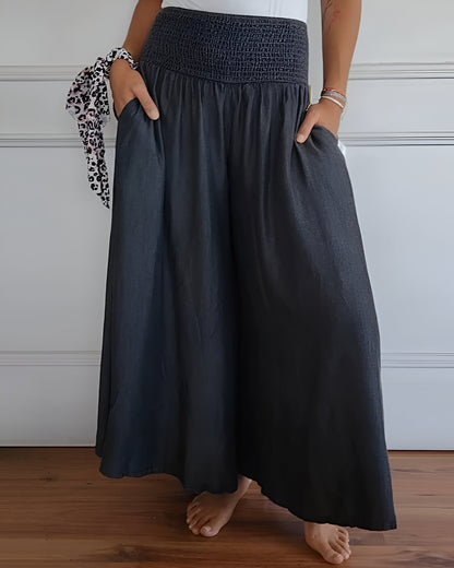 Pantalón Mujer Fluido Cintura Elástica Corte Amplio
