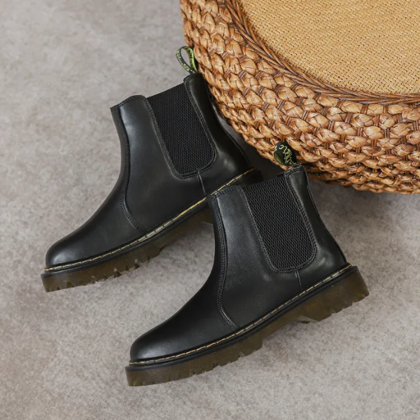 Botas Chelsea Mujer de Cuero con Tirador y Suela Antideslizante