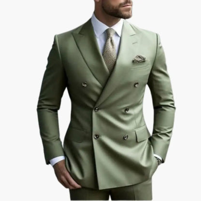 Traje Hombre de Dos Piezas Blazer Cruzado Pantalón Ajustado