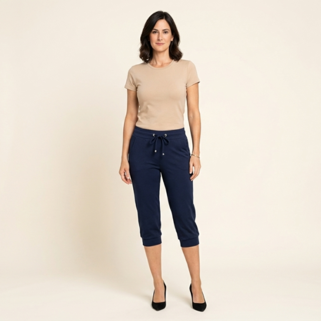 Pantalones Capri Mujer con Cordón en Cintura Ajustable - Mavetta