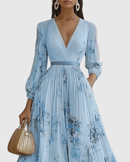 Vestido maxi mujer plisado estilo elegante