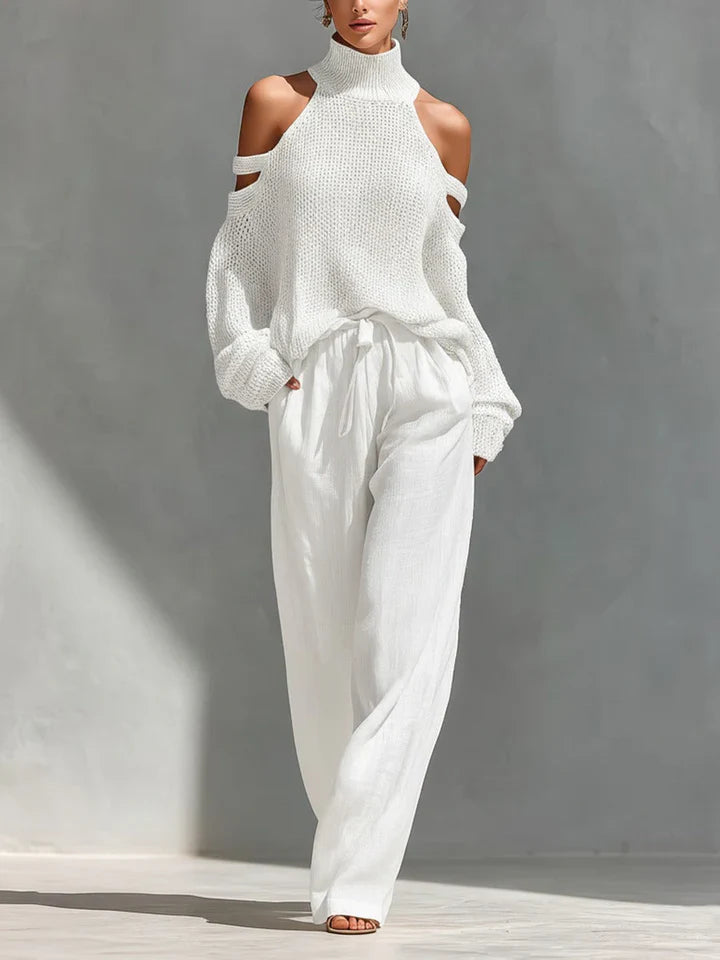 Conjunto Mujer de Punto y Pantalón Fluido Ajuste Moderno