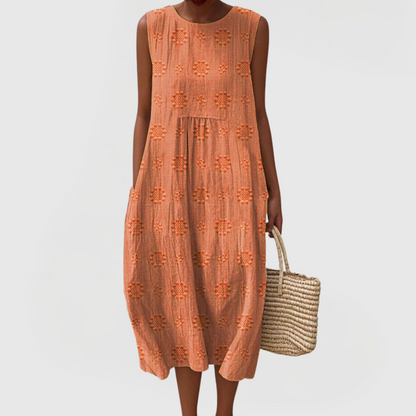Vestido midi mujer tejido ligero sin mangas bolsillos laterales