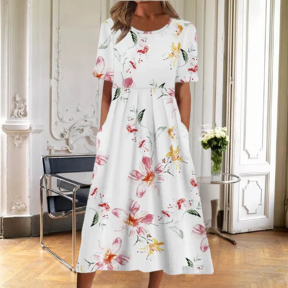 Vestido midi mujer de verano con estampado botánico