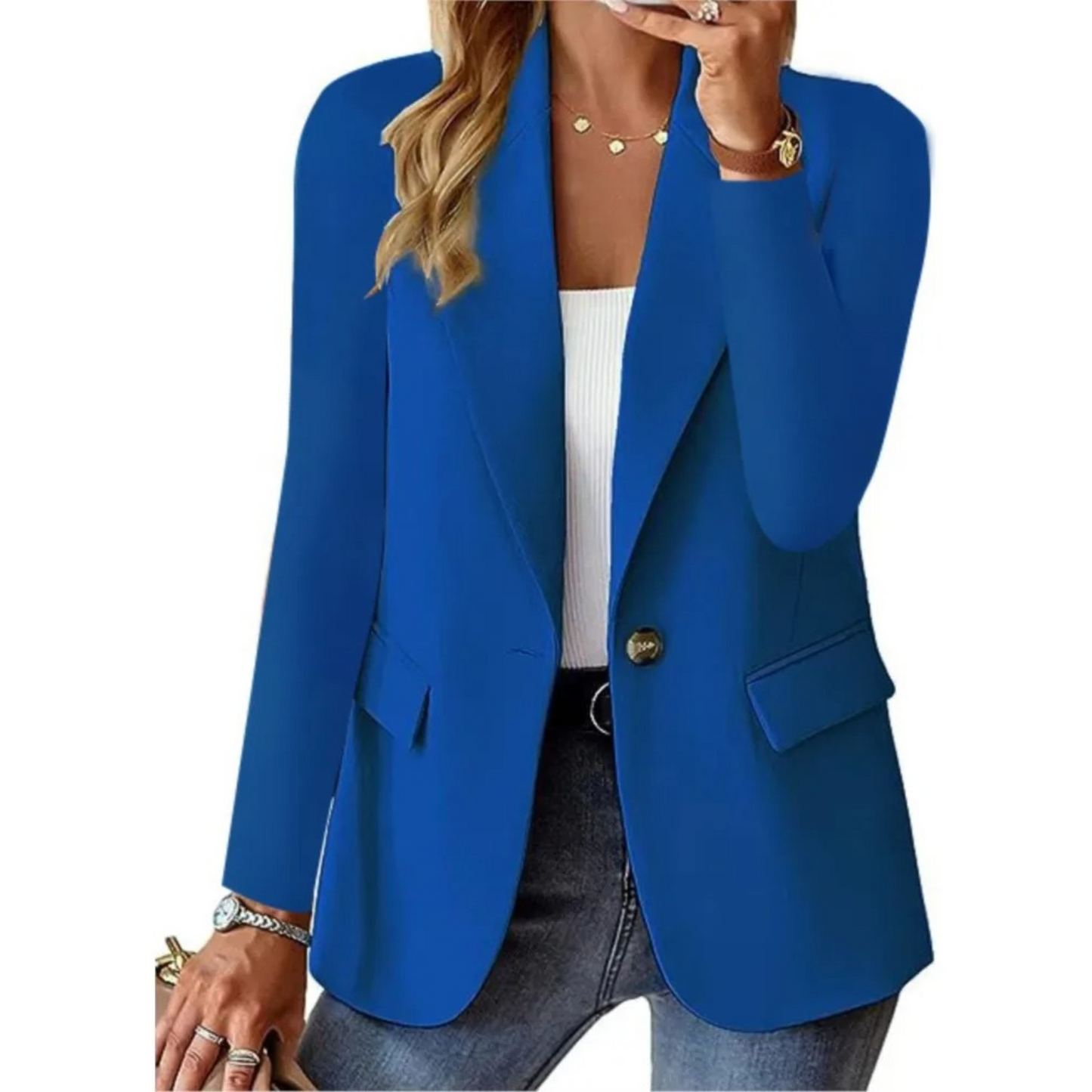 Blazer mujer de tejido ligero corte holgado solapa clásica