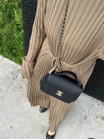 Vestido largo mujer de plumeti tejido elástico ajustado plisado