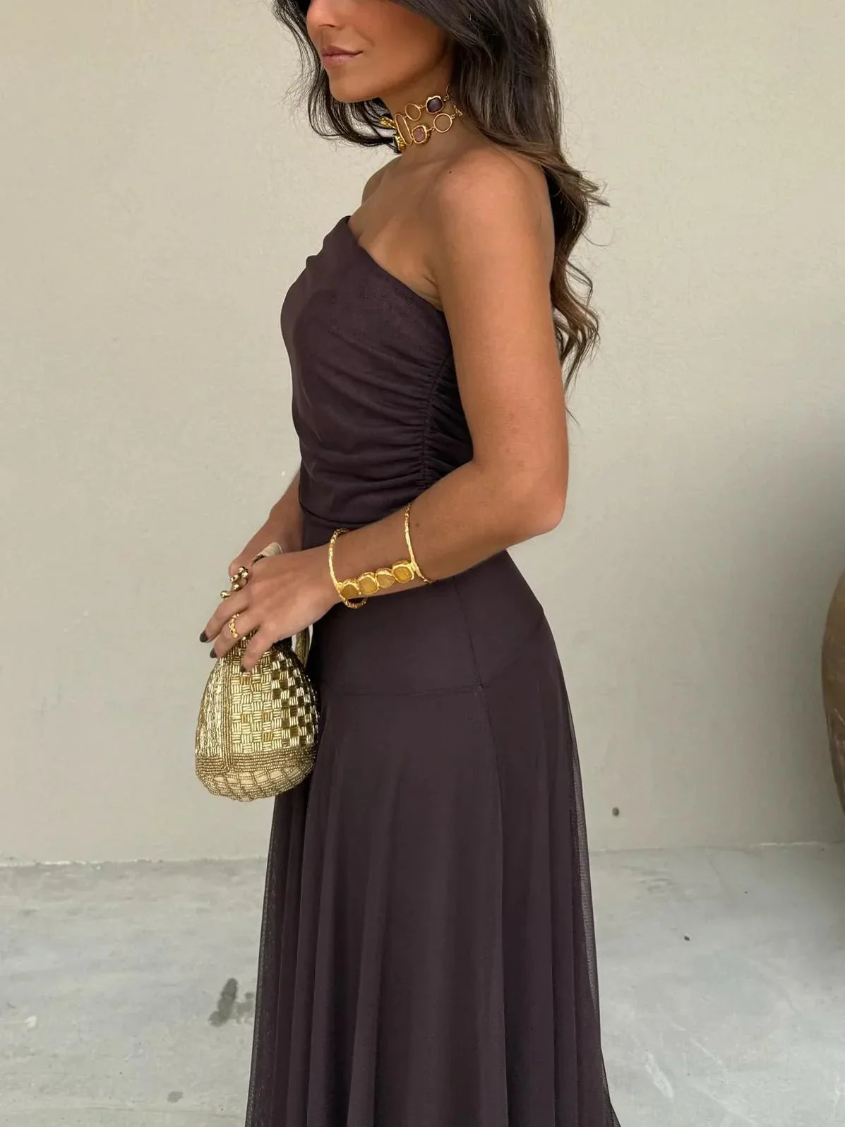 Vestido Mujer Mesh Asimétrico