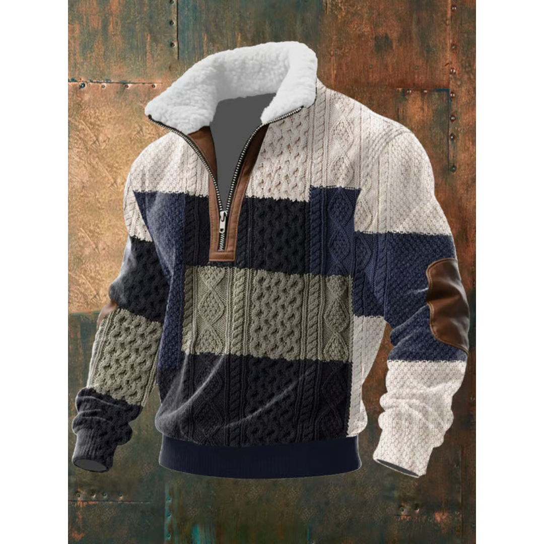 Suéter hombre forro polar cremallera cuello alto cálido