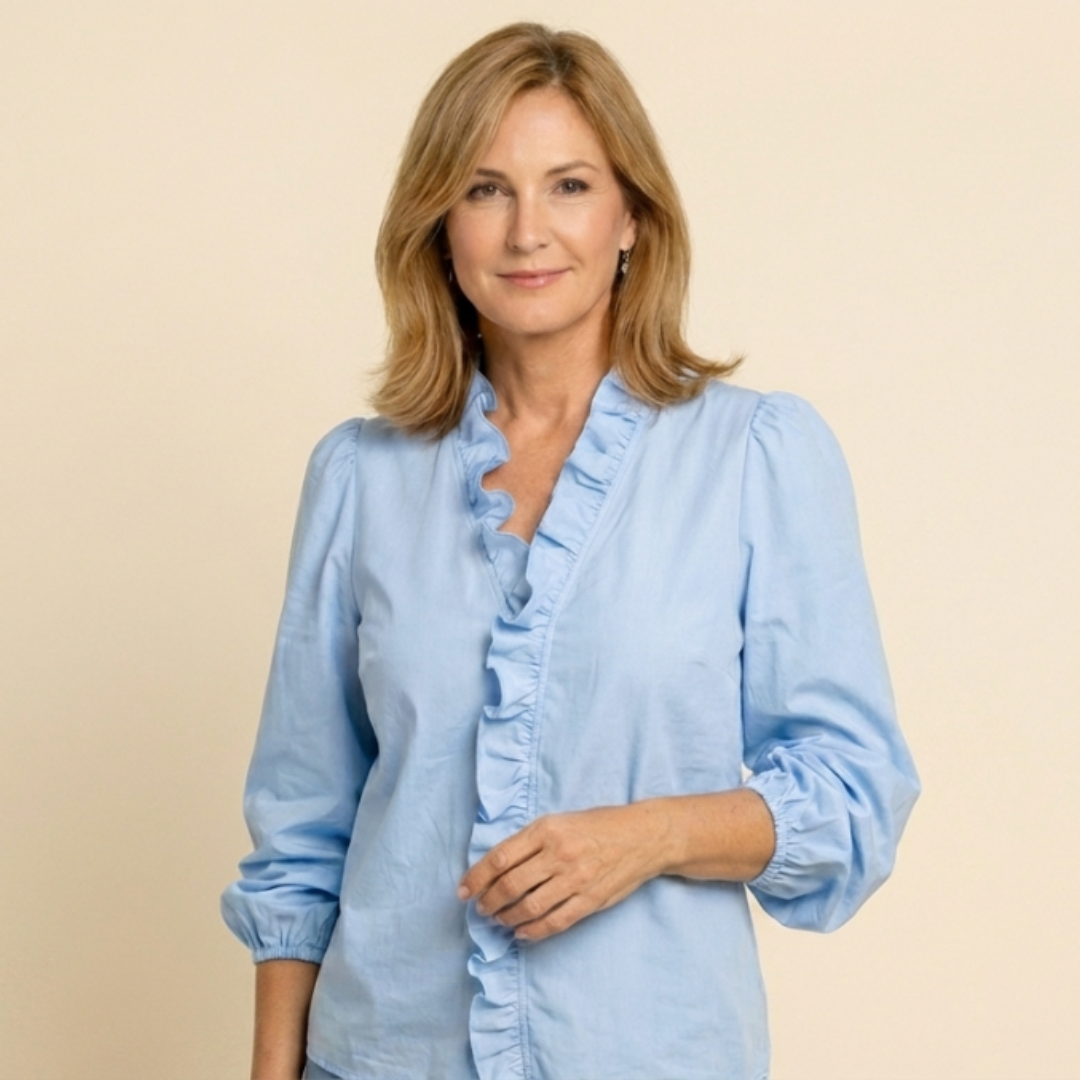 Blusa Mujer Corte Holgado Volantes Mangas Farol - Mavetta