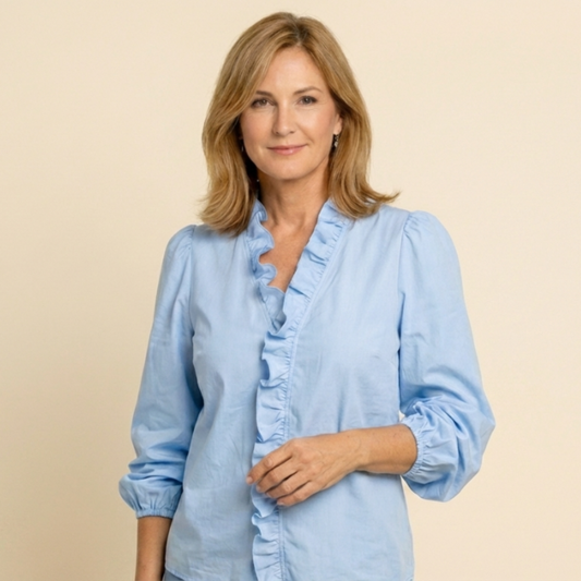 Blusa Mujer Corte Holgado Volantes Mangas Farol - Mavetta