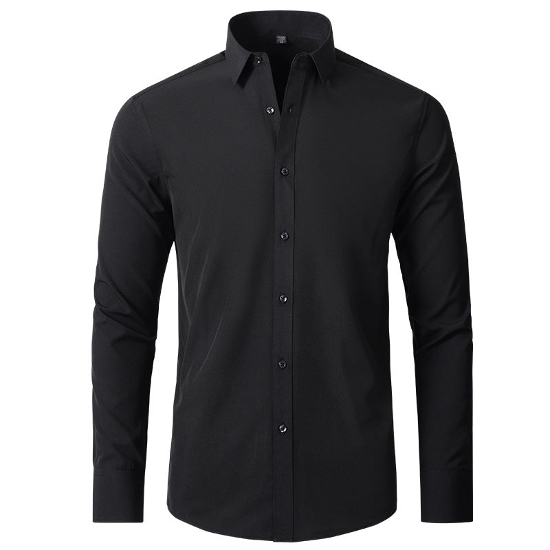 Camisa Hombre Vestir Algodón Elástica Manga Larga Corte Regular