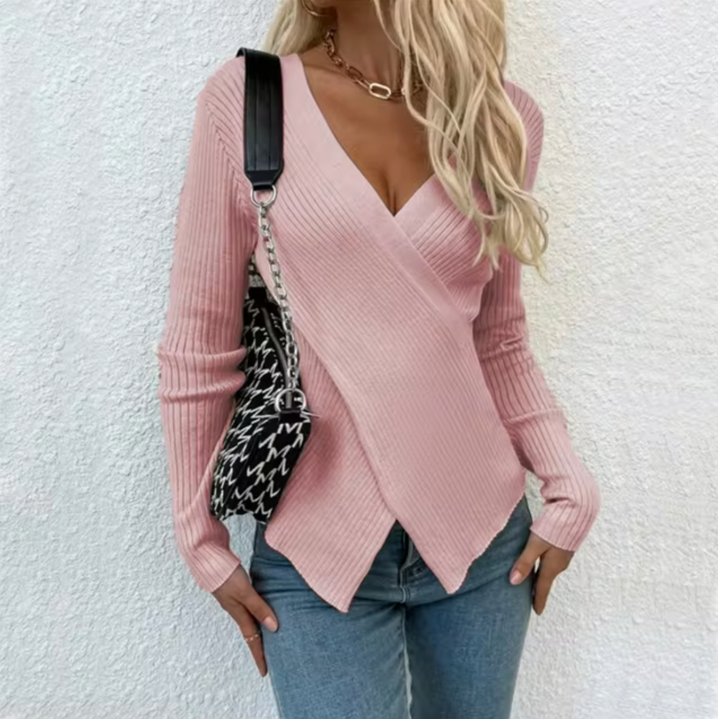 Suéter Mujer Casual de Punto Suave Ajuste Regular