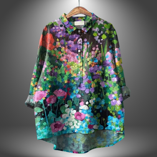 Blusa Mujer Holgada Estampado Artistico Cuello Orsolya - Mavetta
