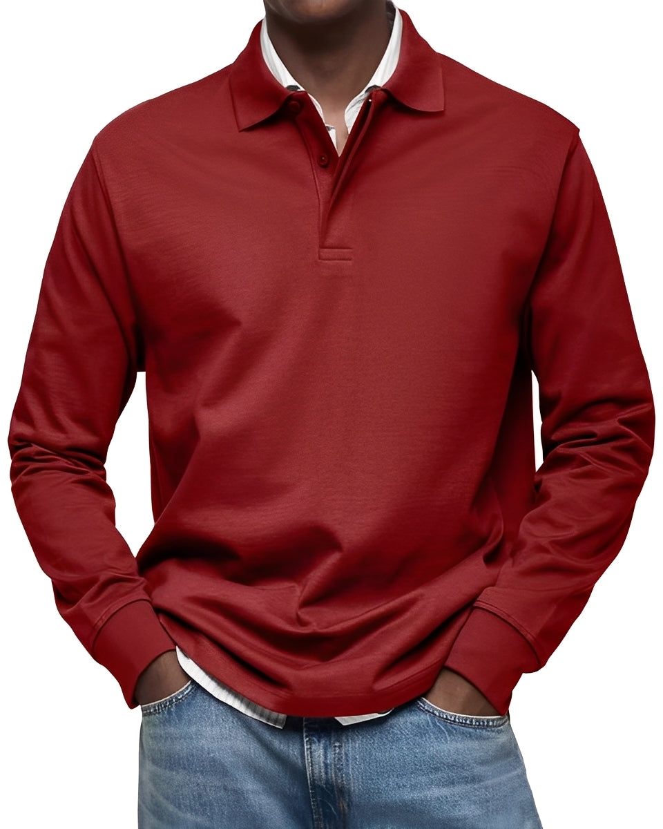 Camisa Hombre Algodón Cuello Abotonado Manga Larga Corte Regular