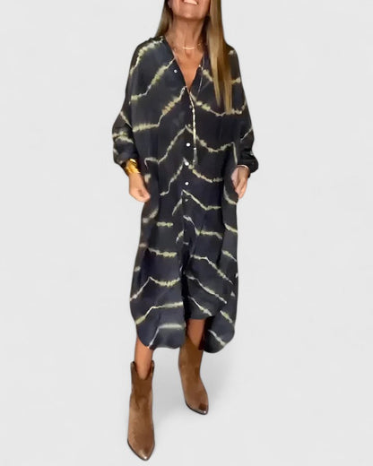 Vestido Maxi Mujer Estilo Boho Fluido con Botones