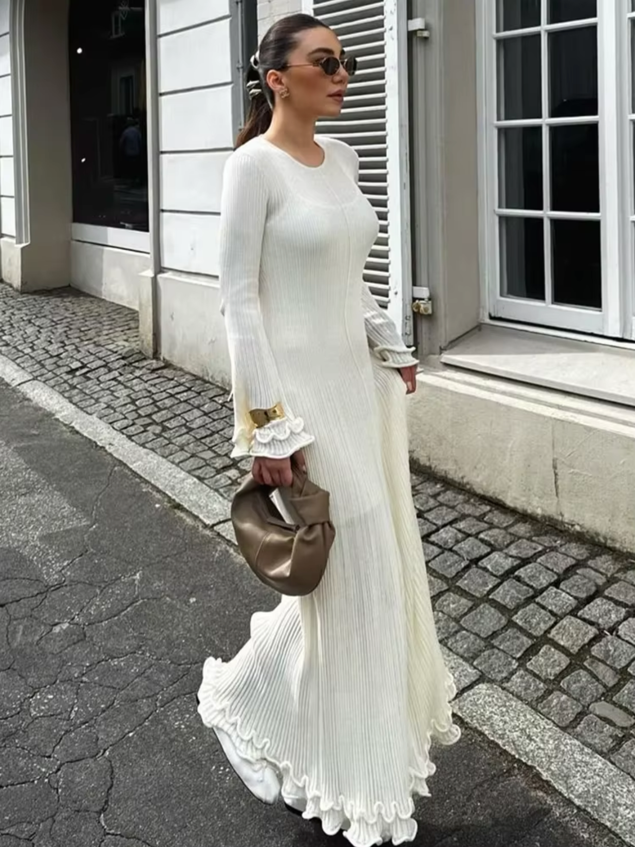 Vestido Mujer de Algodón con Volantes y Manga Corta