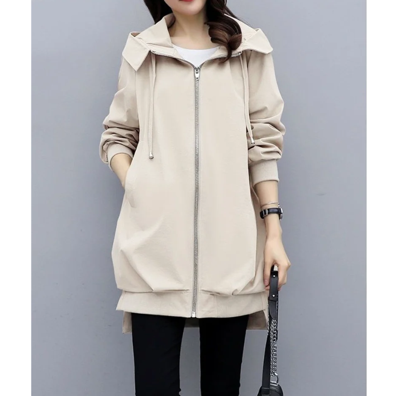 Trench Coat Mujer Ligero con Cremallera Corte Relajado