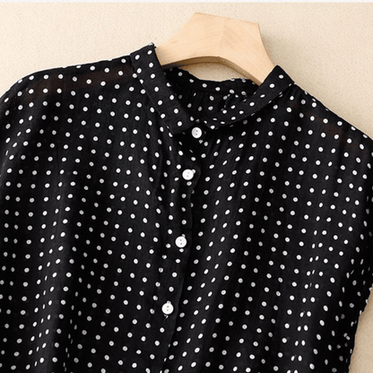 Camisa mujer de algodón y lino manga corta estampada