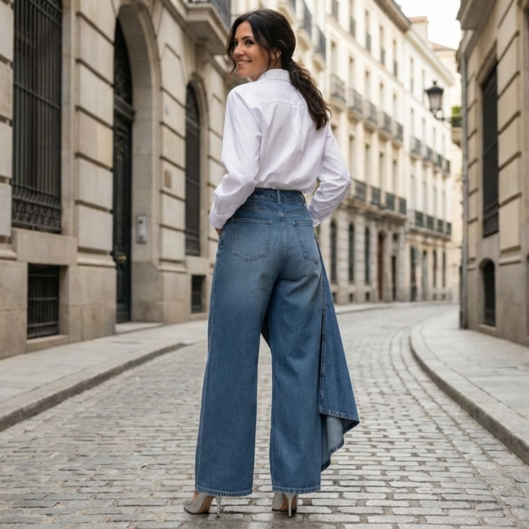 Vaqueros Mujer de Cintura Alta Diseño Cruzado