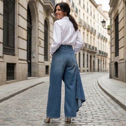 Vaqueros Mujer de Cintura Alta Diseño Cruzado
