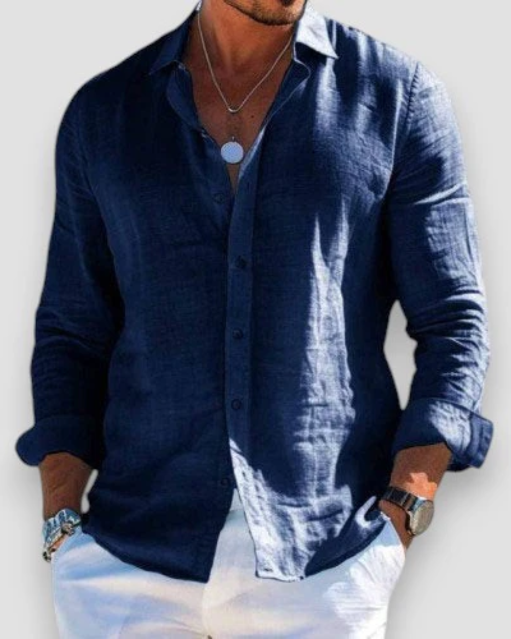 Camisa hombre ligera transpirable casual cómoda