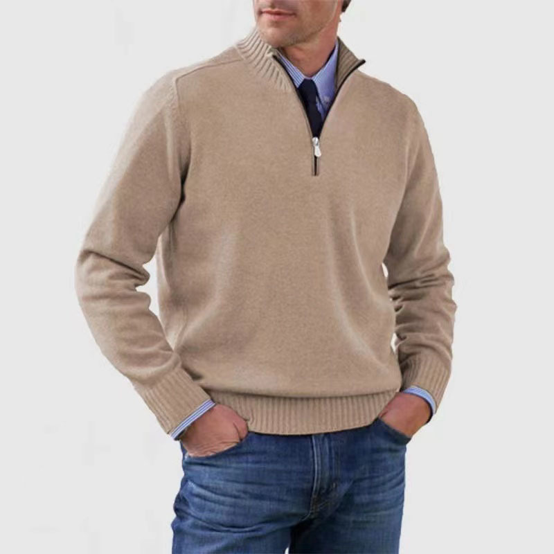 Jersey Hombre de Punto con Media Cremallera Ajustado