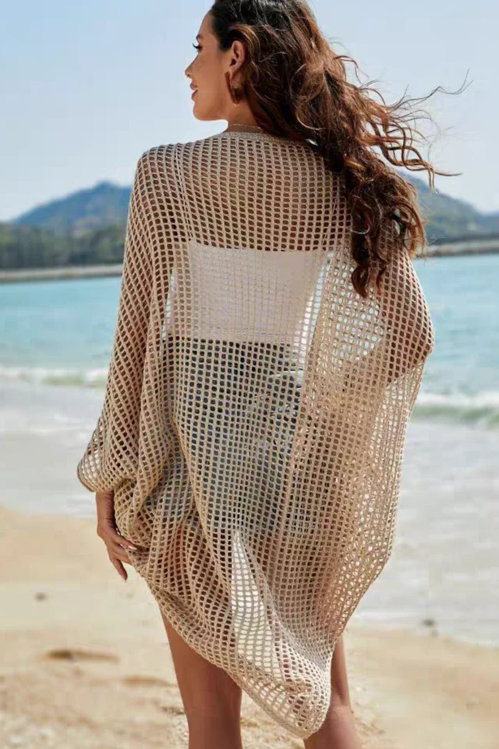 Cárdigan Mujer de Punto Calado Crochet Estilo Casual