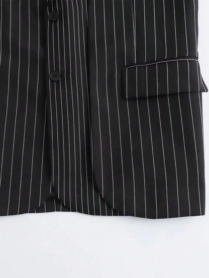Blazer Mujer Formal de Tejido con Rayas Corte Clásico