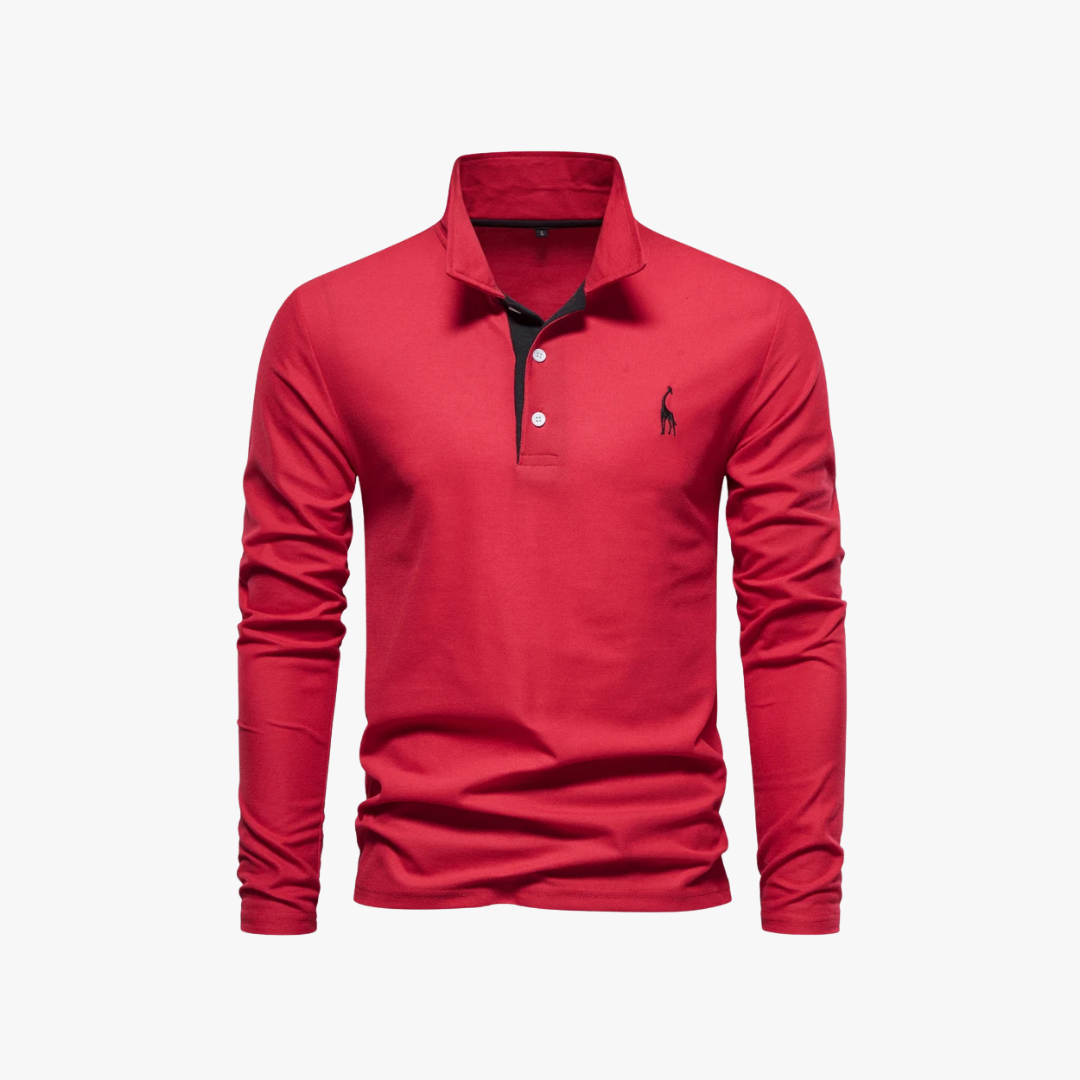 Polo Hombre Manga Larga Algodón Ajuste Regular