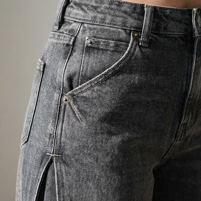 Vaqueros Mujer Oversize Algodón Cintura Alta Pierna Ancha
