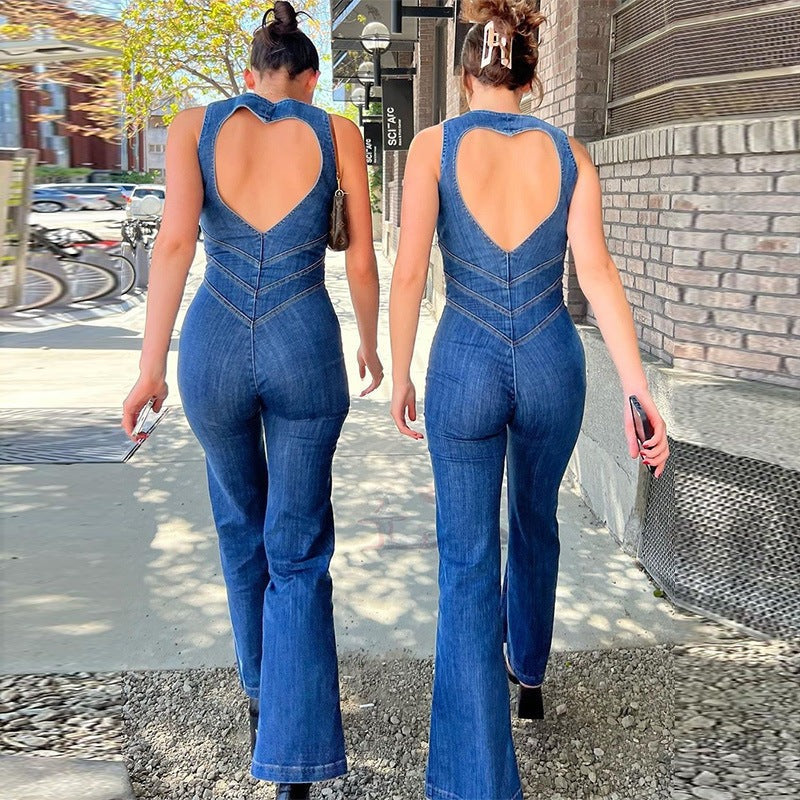 Mono Mujer sin Mangas con Pantalón Acampanado