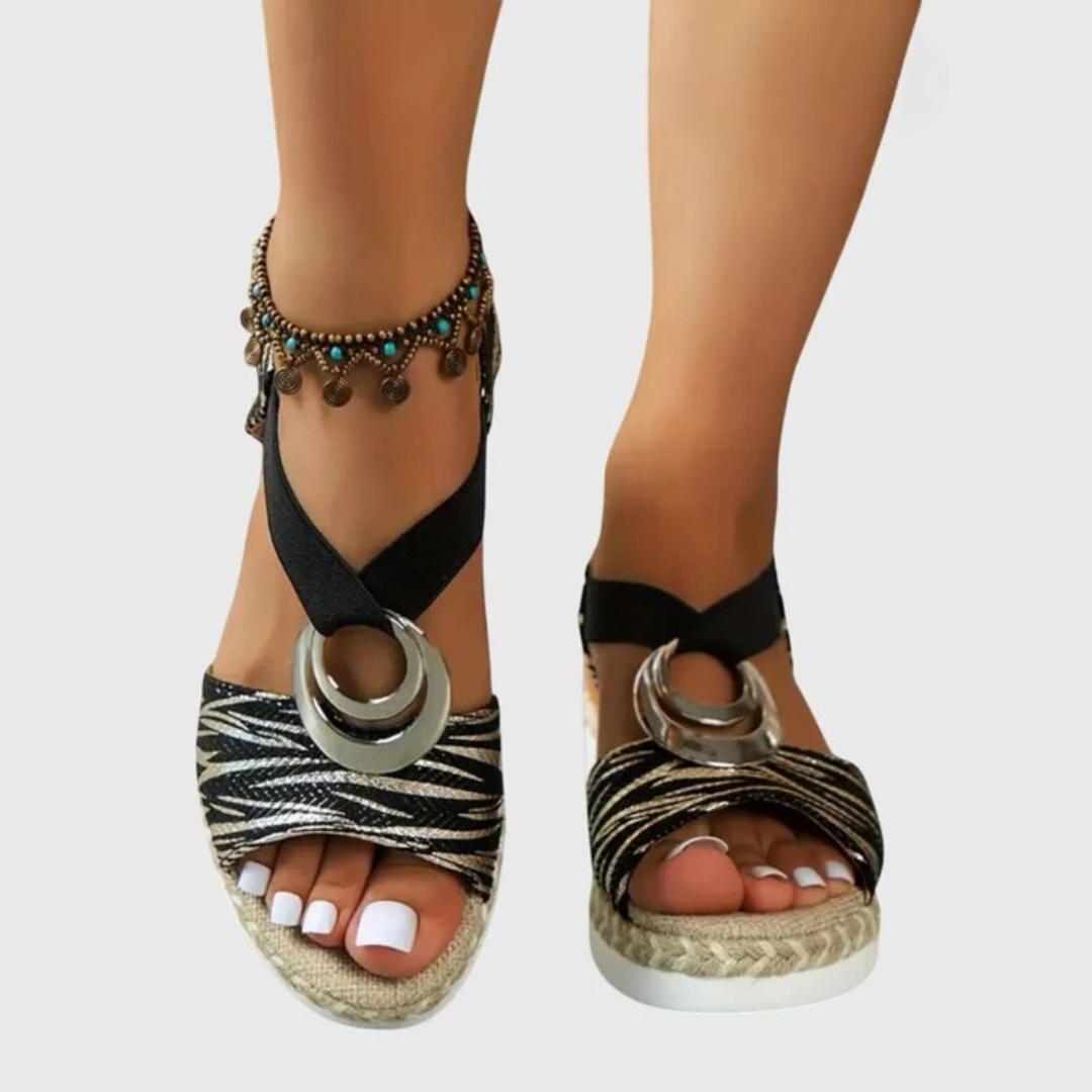 Sandalias Mujer con Cuña y Correa Ajustable