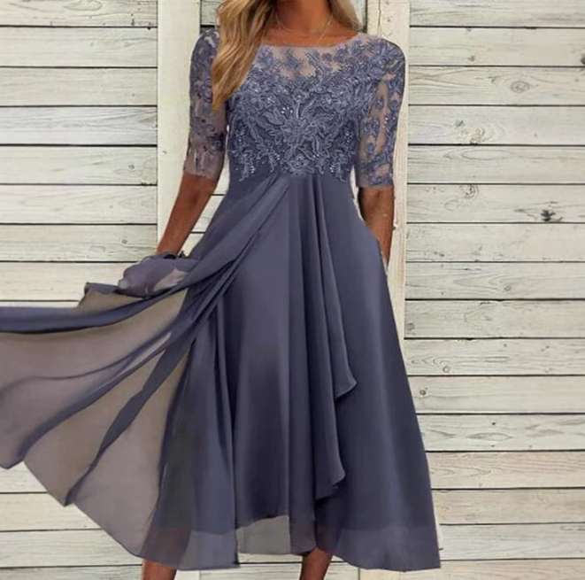 Vestido midi mujer Falda plisada Corte estilizado