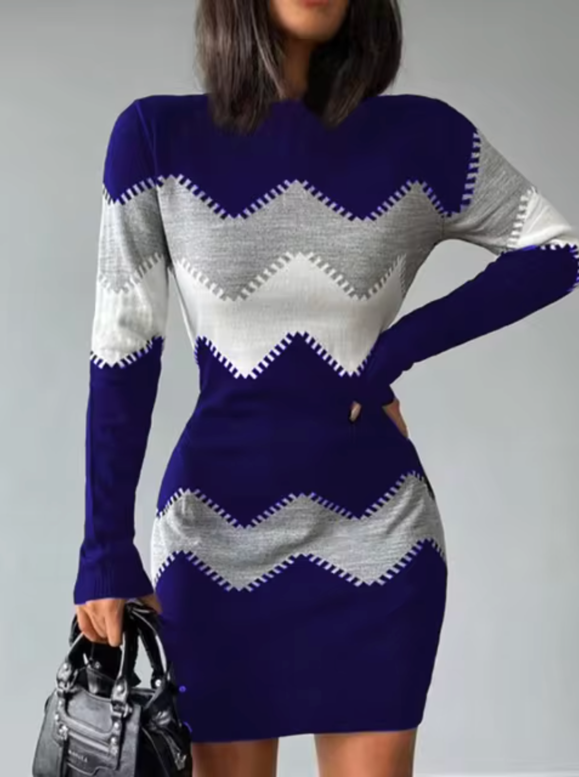 Vestido corto mujer de plumeti manga larga