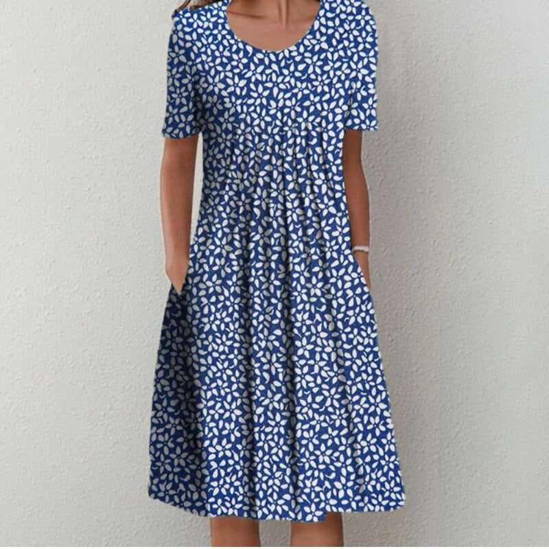 Vestido casual mujer con estampado floral y bolsillos