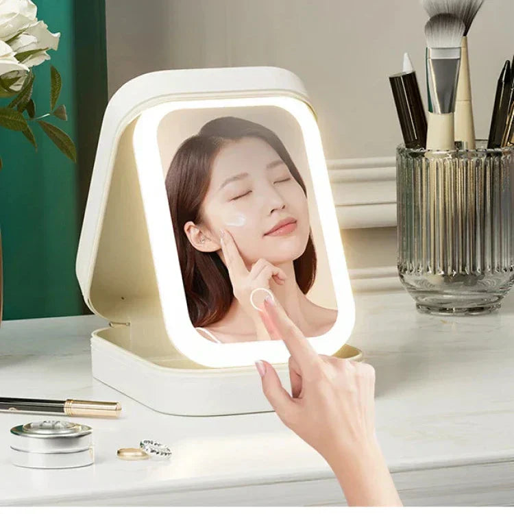 Neceser Maquillaje Portátil con Espejo LED Viaje