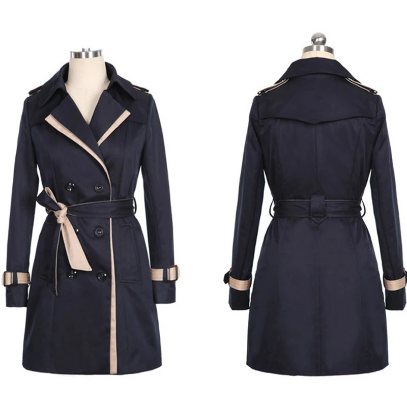 Abrigo Mujer Slim Fit Doble Botonadura Elegante
