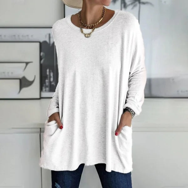 Blusa Mujer Manga Larga Tejido Suave Ajuste Relajado
