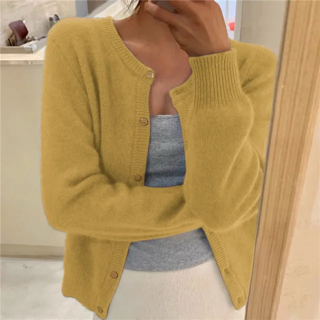 Chaqueta de punto mujer de cachemir suave ajuste cómodo
